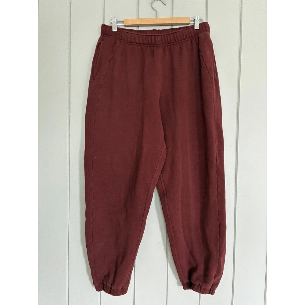 Lululemon Jogger Sweatpants L Large Relaxed Baggy Burgundy Red Drawstring Pocket